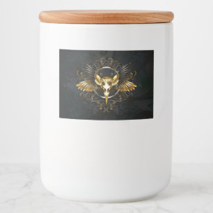 Golden Bird Skull på svart bakgrund Mat Etiketter