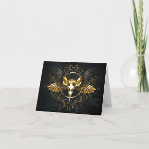 Golden Bird Skull på svart bakgrund Meddelande