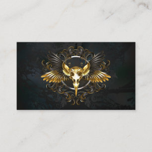 Golden Bird Skull på svart bakgrund Visitkort