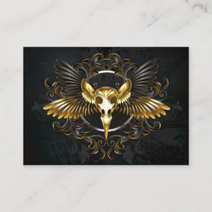 Golden Bird Skull på svart bakgrund Visitkort