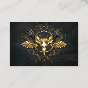 Golden Bird Skull på svart bakgrund Visitkort