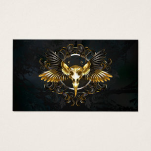 Golden Bird Skull på svart bakgrund Visitkort