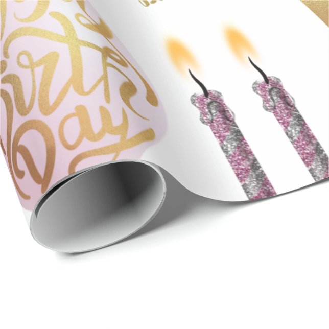 Golden Birdday Presentpapper (Rullad Hörn)