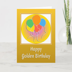 Golden Birthday Card med ballonger Kort
