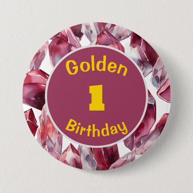 Golden Birthday Januthday Birthstone Anpassningsba Knapp (Framsida)