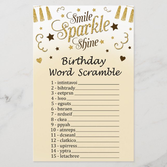 Golden Birthday Ord Scramble Game (Framsida)
