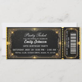 Golden Birthday Party Ticket Invitation 2026 Inbjudningar