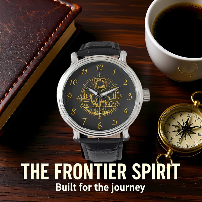 Golden Bison står i ett bilturesque liggande Armbandsur (Skapare uppladdad)