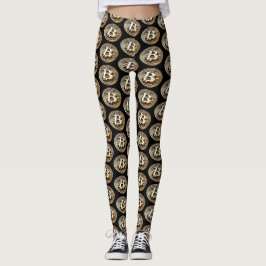 Golden Bitcoin Digital Pengarar Cryptocurrency Leggings