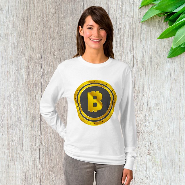 Golden Bitcoin Symbol Digital Currency T Shirt (Skapare uppladdad)