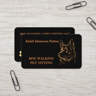 Golden Black Akita Hund Pet Sitter Walker Groomer Visitkort