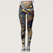 Golden Black Arabesque Leggings