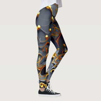 Golden Black Arabesque Leggings