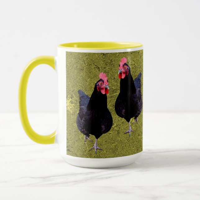 Golden Black Chickens, kaffe Mugg (Vänster)