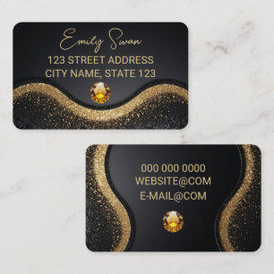 Golden Black elegant Affärskort med Diamond Visitkort