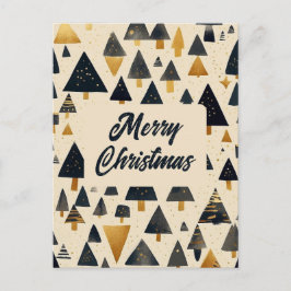 Golden Black Helgdag Träd God jul Hälsning Vykort