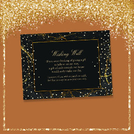 Golden Black Marble Wishing well Bröllop Tilläggskort