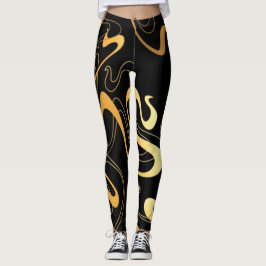 Golden Black Mönster Leggings