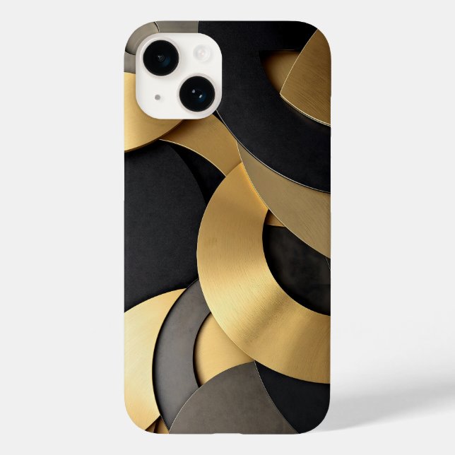 Golden & Black-överlappande geometrisk Abstrakt (Baksida)
