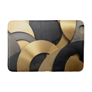 Golden & Black-överlappande geometrisk Abstrakt Badrumsmatta