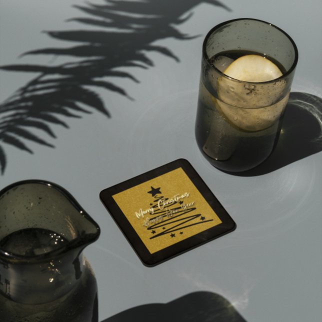 Golden Black Paper Coaster Underlägg Papper Kvadrat (Skapare uppladdad)