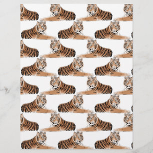 Golden & Black Tiger Animal White Design Brevhuvud