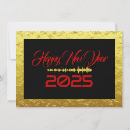 Golden & black wish card New Year with sound wave Julkort