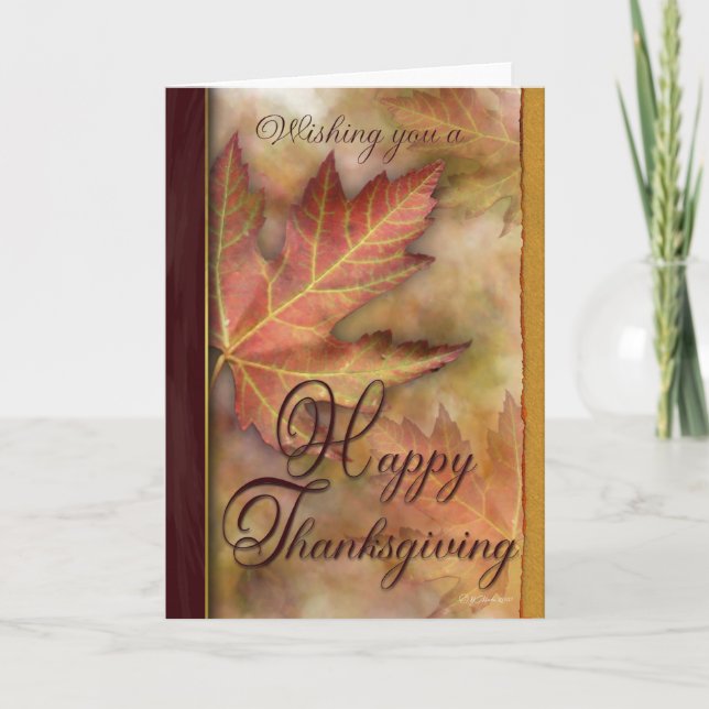 Golden Blad Thanksgiving Card Helgkort (Framsida)