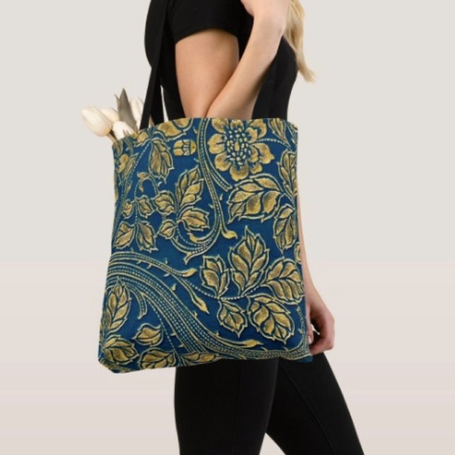 Golden Blommar Elegance Tote Bag Tygkasse (Skapare uppladdad)