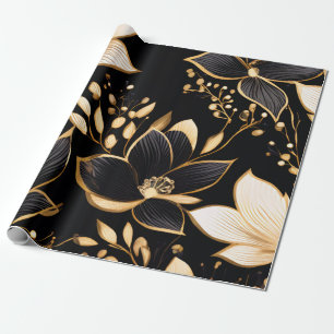 Golden Blommars: Blommönstren Black & Guld Presentpapper
