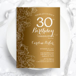 Golden Blommigt 30års födelsedag Party Inbjudningar<br><div class="desc">30års födelsedag-partiets inbjudan till Golden Blommigt. Minimalistisk modern design med botaniska konturaccenter för teckning och typsnitt för typgrafiska skript. Enkel inbjudan-kortsperfekt för trendig för en snyggt kvinna på dagen firande. Kan anpassas till vilken ålder som helst. Skrivna Zazzle-inbjudningar eller digital utskrivbar mall för omedelbar nedladdning.</div>