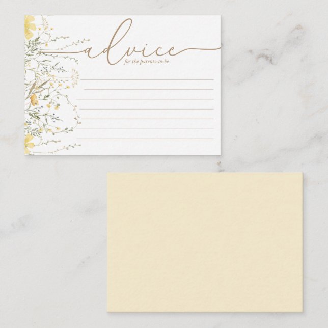 Golden Blommigt | Adapter för Wildblomsterbabyskor Rådkort (Fram/baksida)