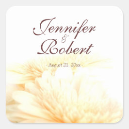Golden Blommigt Bride och Groom Bröllop Sticker Fyrkantigt Klistermärke