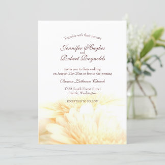 Golden Blommigt Bröllop Inbjudningar