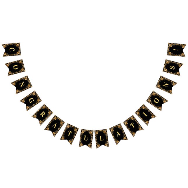 Golden Blommigt Bunting Flagga (Alla)