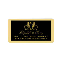 Golden Blommigt Emblem Bröllop Adressetikett