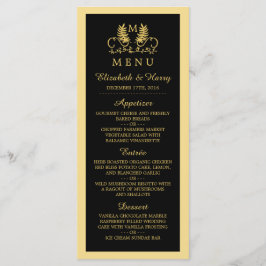 Golden Blommigt Emblem Bröllop Menu Meny