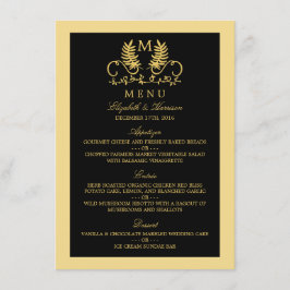 Golden Blommigt Emblem Bröllop Menu Meny