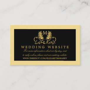 Golden Blommigt Emblem Bröllop webbplats Tilläggskort