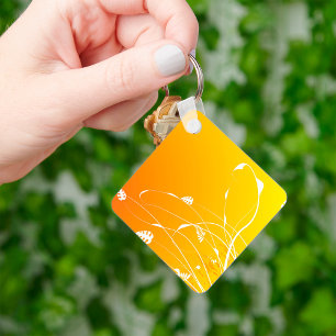 Golden Blommigt Keychain Nyckelring