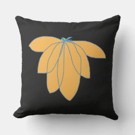 Golden Blommigt på svart Kudde