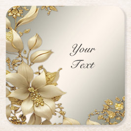 Golden Blommigt Papper Underlägg