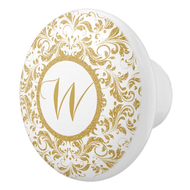 Golden Blommigt Snöre Glitter Struktur Knopp (Höger)