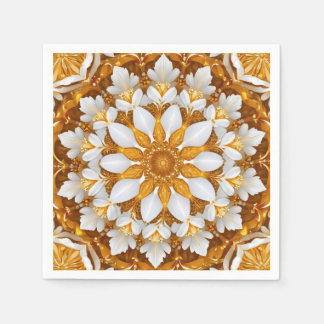 Golden Blommigt Snowflake Kaleidoscope Pappersservett