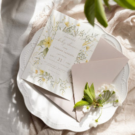 Golden Blommigt | Wildblomsterbabyskor Inbjudningar