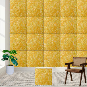 Golden Blommönster Ceramic Tile Stil 2 Kakelplatta