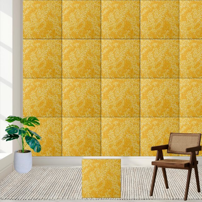 Golden Blommönster Ceramic Tile Stil 2 Kakelplatta (Golden Floral Pattern Ceramic Tile Style 2)