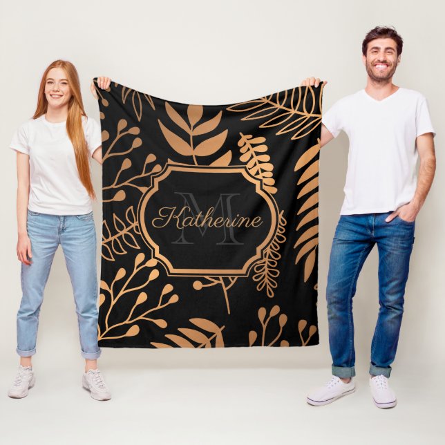 Golden Blommönster Fleecefilt (På plats)