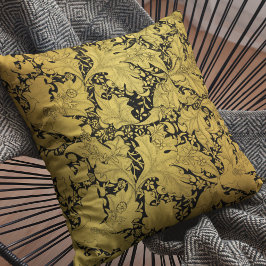 Golden Blommönster Oriental Flower Kudde