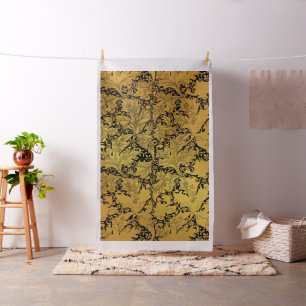 Golden Blommönster Oriental Flower Tyg